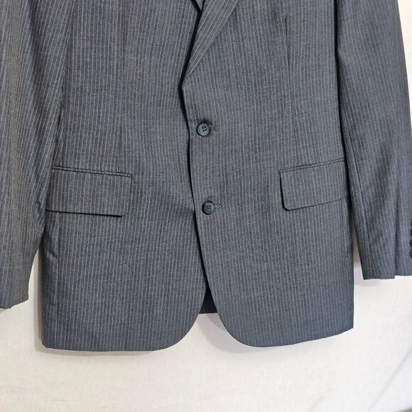 Mens Imperial By Haggar Gray Pinstripe Suit Jacket 2-Button Wool Blend - Picture 3 of 16